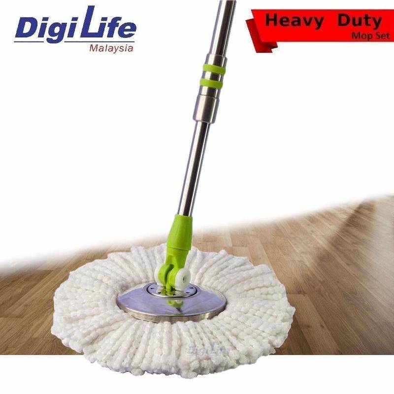 DIGILIFE Heavy Duty Microfiber Stainless Steel Easy Spin Mop Spinner