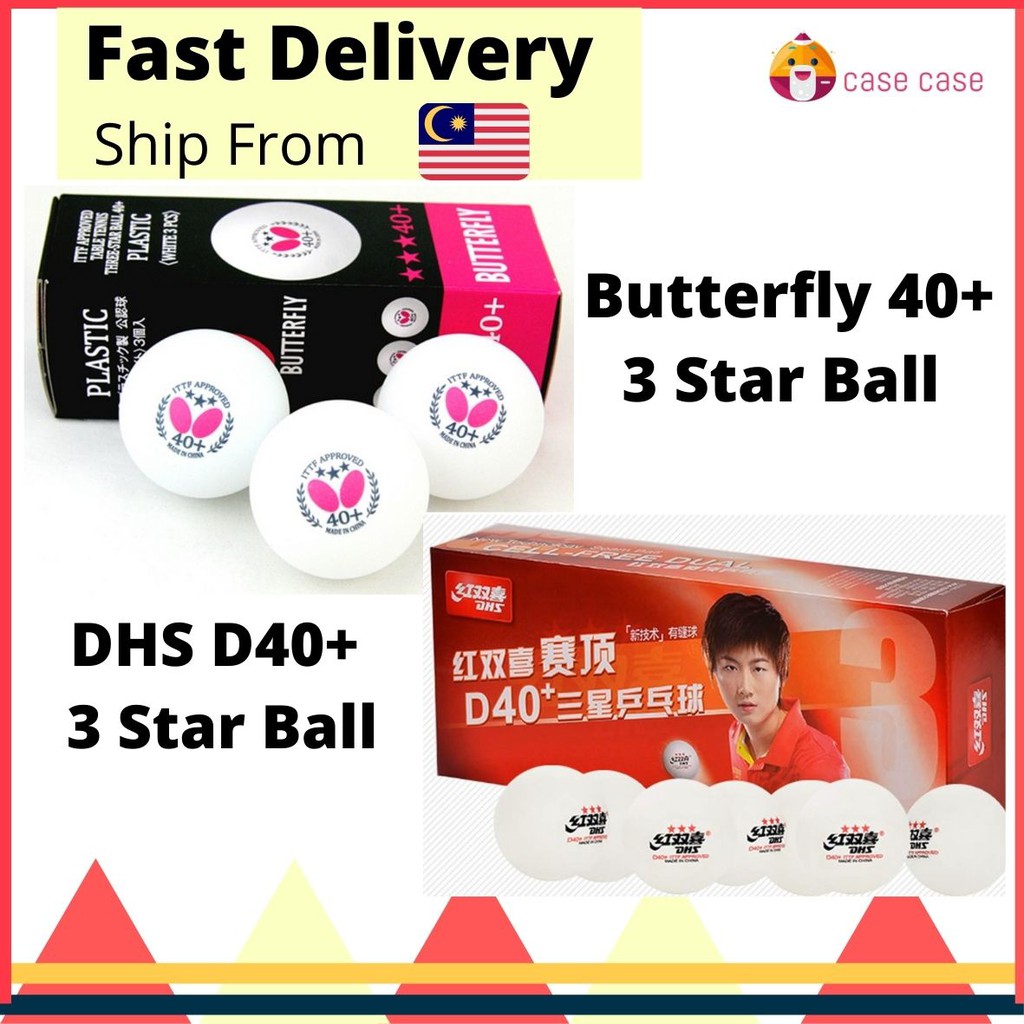 Butterfly DHS D40+ 3 Star Ping Pong Ball ITTF Verified 40+ Bola Ping ...