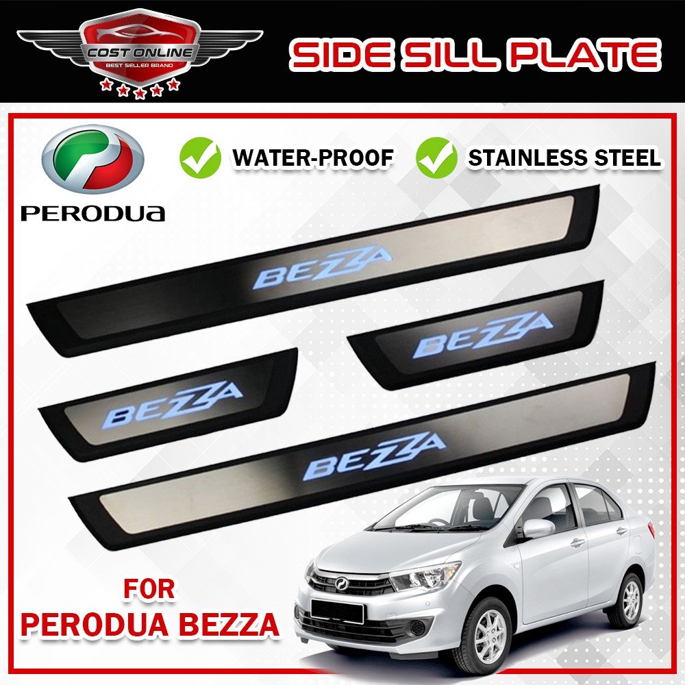 【Side Step Pedals】OEM Side Sill Step Plate(Blue LED) For Perodua Bezza