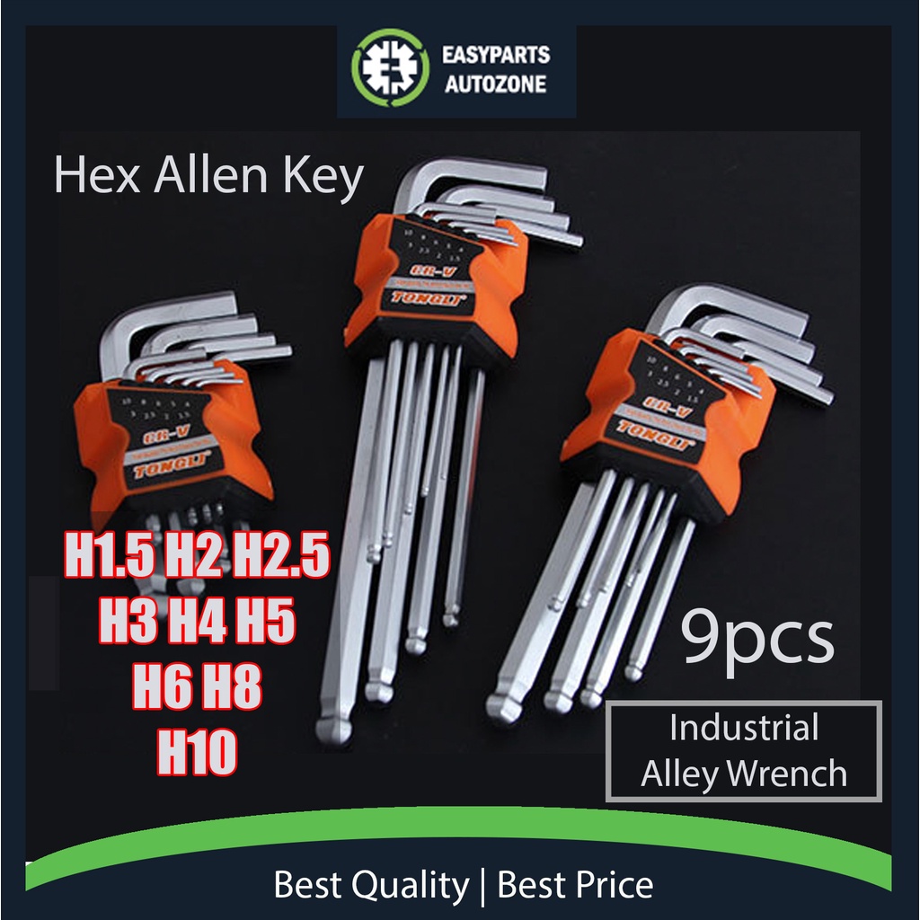 Autozone 9pcs Ball Point Hex Allen Key ( EXTRA LONG ) Allen Key Set ( Long ) Wrench Tools Set