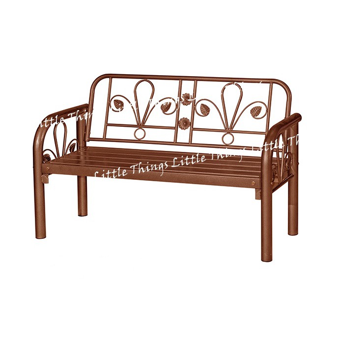 Indoor Outdoor Metal 4 Bench Chair Brown Colour Flower Back