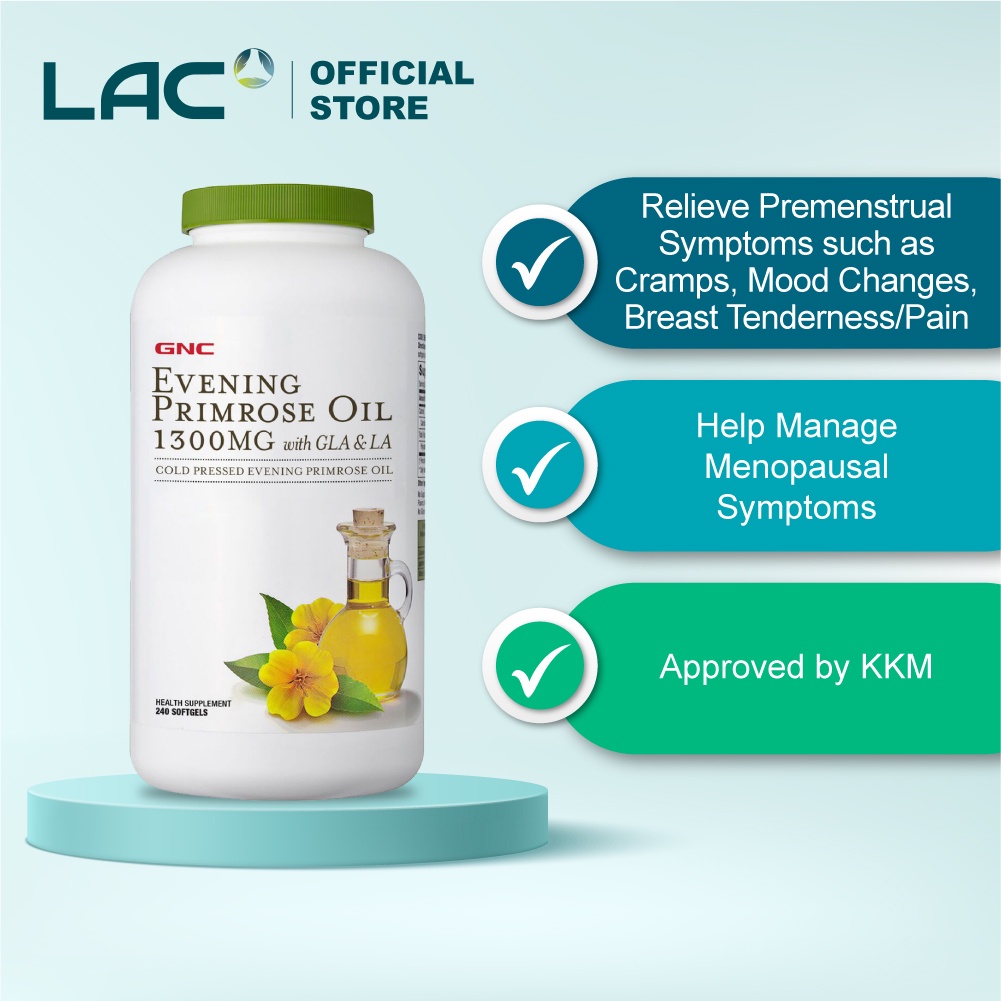 GNC Evening Primrose Oil 1300mg With GLA & LA (240 Softgel Capsules