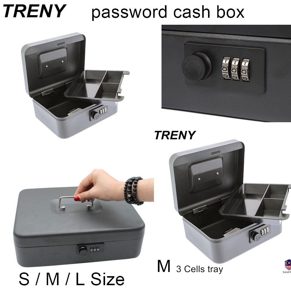 TRENY money saving box metal cash safe box with combination lock Cold