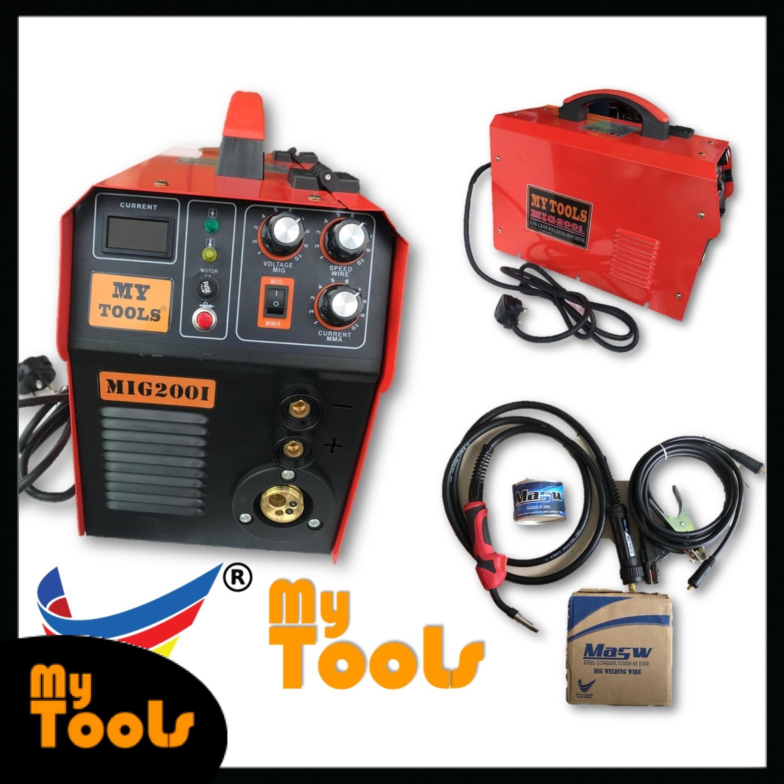 Mytools Mig200i Gas Mig Gas Less Mig Arc Stainless Steel Aluminium 3 In 1 Welding Inverter Set Made In Malaysia Shopee Malaysia