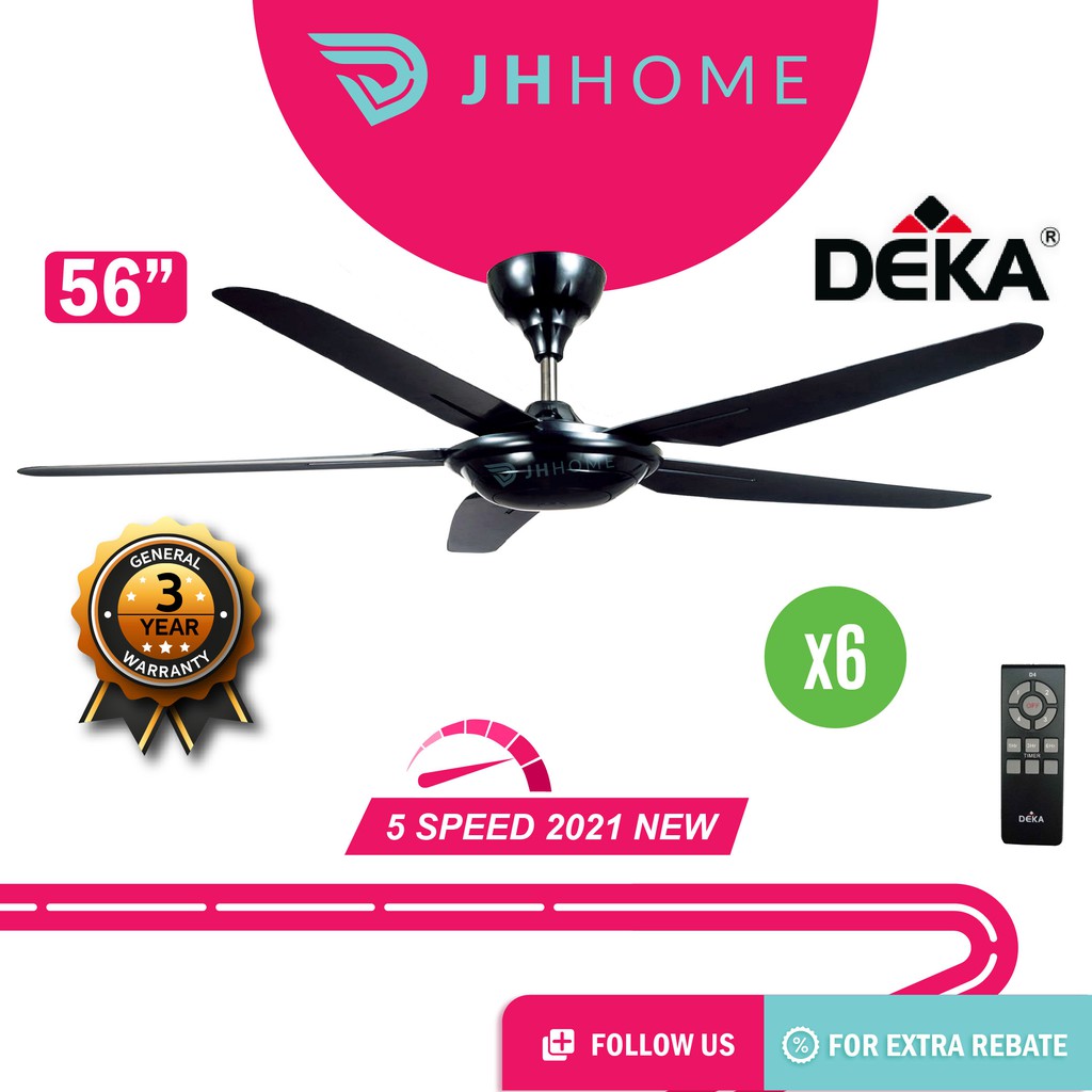 Deka 56 Inch 6 Units F6S 5Blade 5 Speed Ceiling Fan With Remote Control *Replace F6 4 Speed