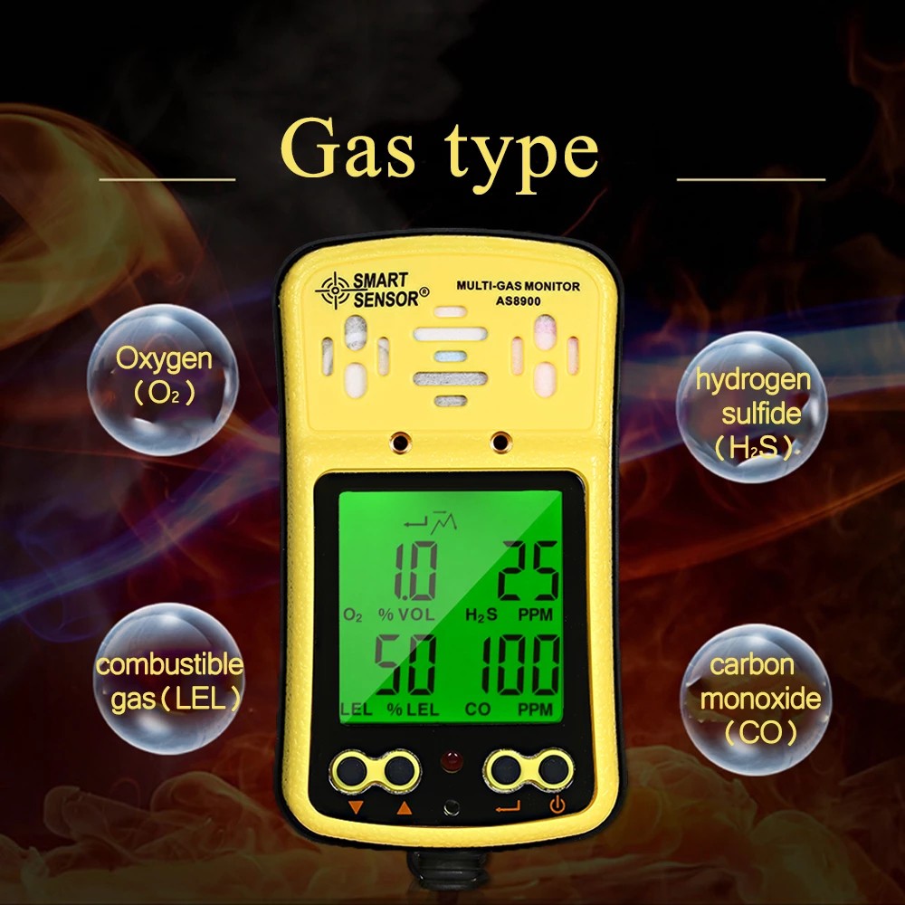 AS8900 AS8901 Gas Quality Tester Air O2 Hydrothion H2S Carbon Monoxide