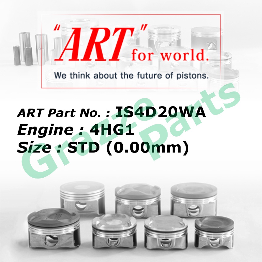 ART Piston Set IS4D20WA for Isuzu 4.8 Diesel 4HG1 (36mm Pin) - Height 104.5mm - (115.0mm)