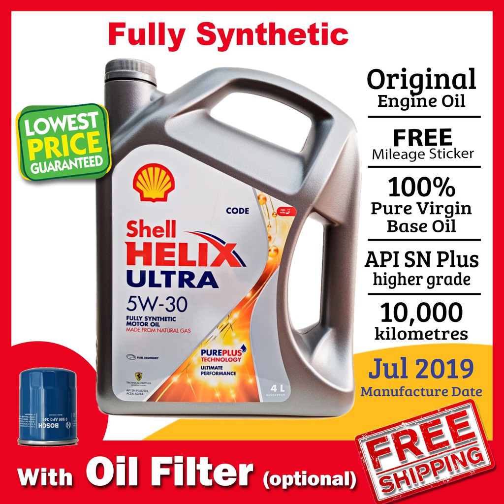 Shell Helix Ultra 5W-30 4L Fully Synthetic Engine Oil 5W30 ...