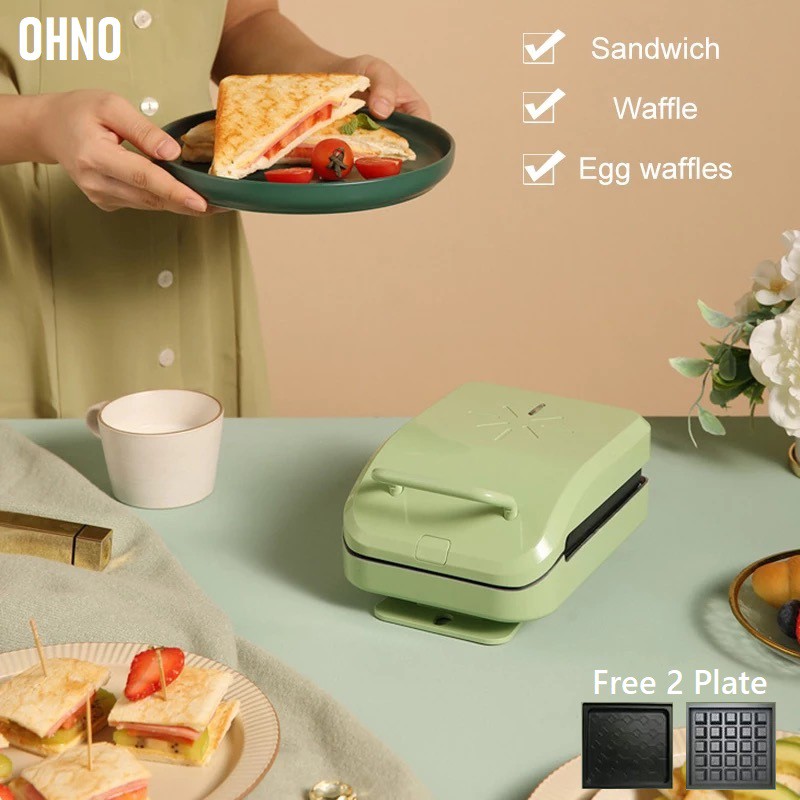 OHNO Electric Sandwich Maker Waffle Maker Mini Grilling Panini Baking Plates Toaster Breakfast Machine For Home House