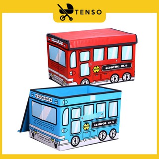 Tenso School Bus Collapsible Toy Chest for Kids Bedroom Organizing Books and Kid Clothes
