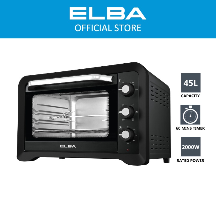 ELBA 45L Electric Oven EEO-G4529(BK) - 6 Heating Selections, Rotisserie & Convention Function,  Black (45L/2000W)