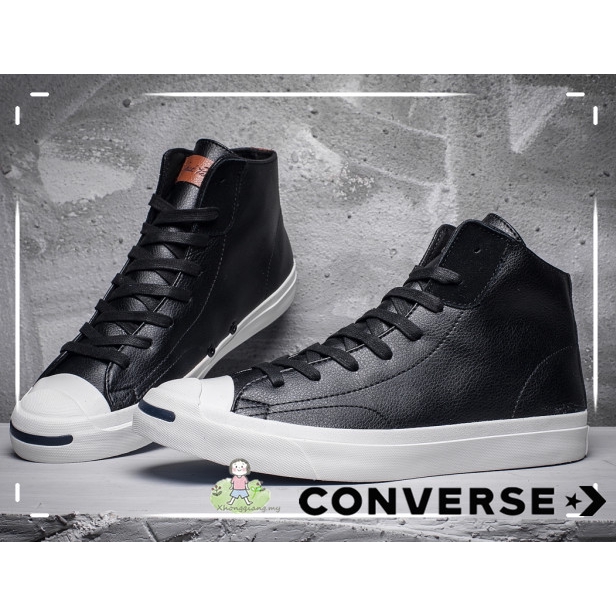 READY STOCK!] Converse Jack Purcell High Cut Couple Unisex Casual Skate  Shoes Cowhide Leather Black# 100% Ori | Shopee Malaysia