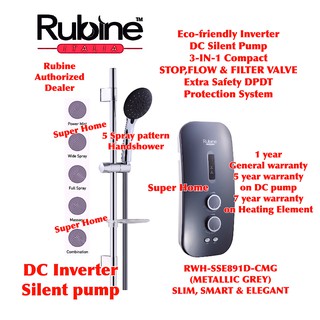 Sale Rubine Rain Shower Water Heater Dc Inverter Booster Pump Rwh Sse891d Shopee Malaysia