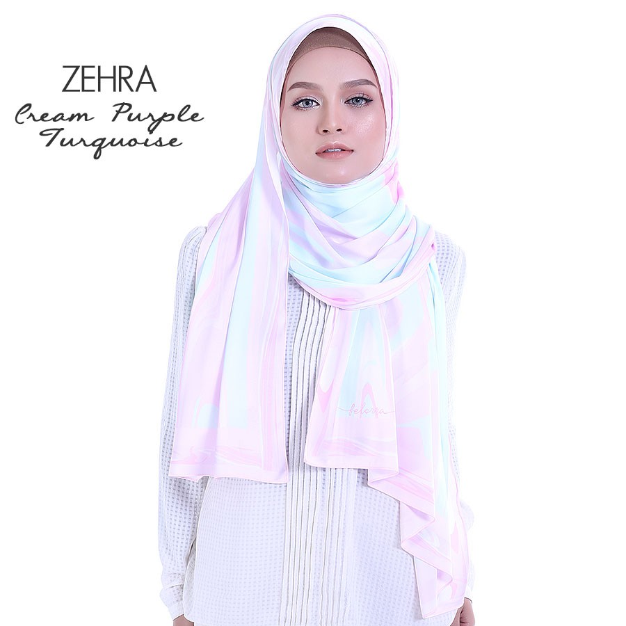 Shawl - Felorra Scarf - Zehra Abstract Purple Turquoise (FSZ 03)