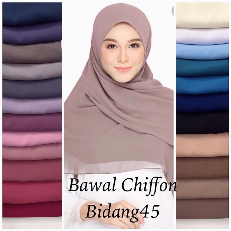 Bawal Heavy Chiffon (Bidang 45) Ready stock in Malaysia l Bawal Chiffon 45