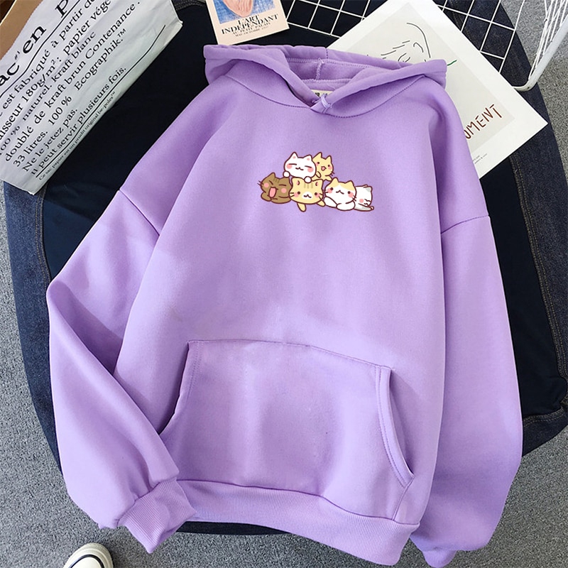 Autumn Cute Hoodie Cat Print Harajuku Japanese Anime Plus Velvet Kawaii  Sweatshirt Casual Pullover Women Men Poleron Mujer | Shopee Malaysia