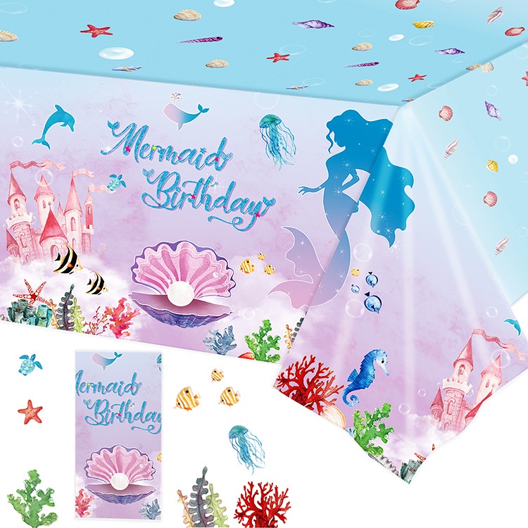 Mermaid Theme Disposable Tableware for Girl Birthday Party Decorations Favors Supplies