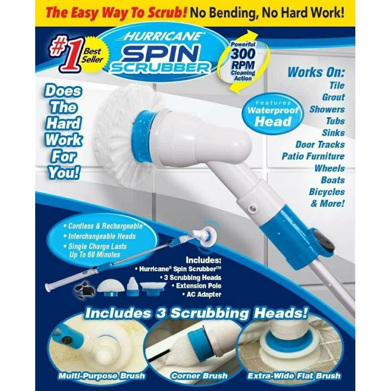 Mesin Bersih Cuci Lantai Tandas Bilik Air Alat Berus Lantai Hurricane Spin Scrubber Rechargeable Cordless Cleaning Brush Shopee Malaysia