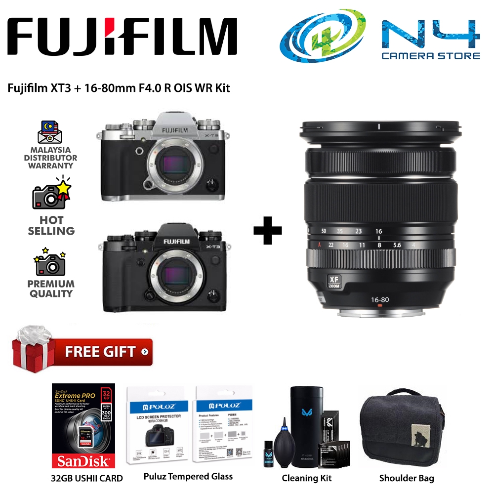 Fujifilm Xt3 Xt 3 X T3 With Xf16 80mm F4 R Ois Wr Kit Lens Shopee Malaysia