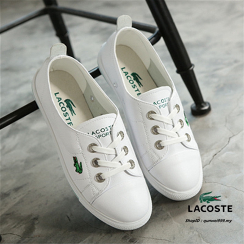 Ready Stock Lacoste Shoes Women Lacoste Shoes Flat Leather Casual Shoes Fashion Slip on Casual White Shoes 1 Shopee Malaysia