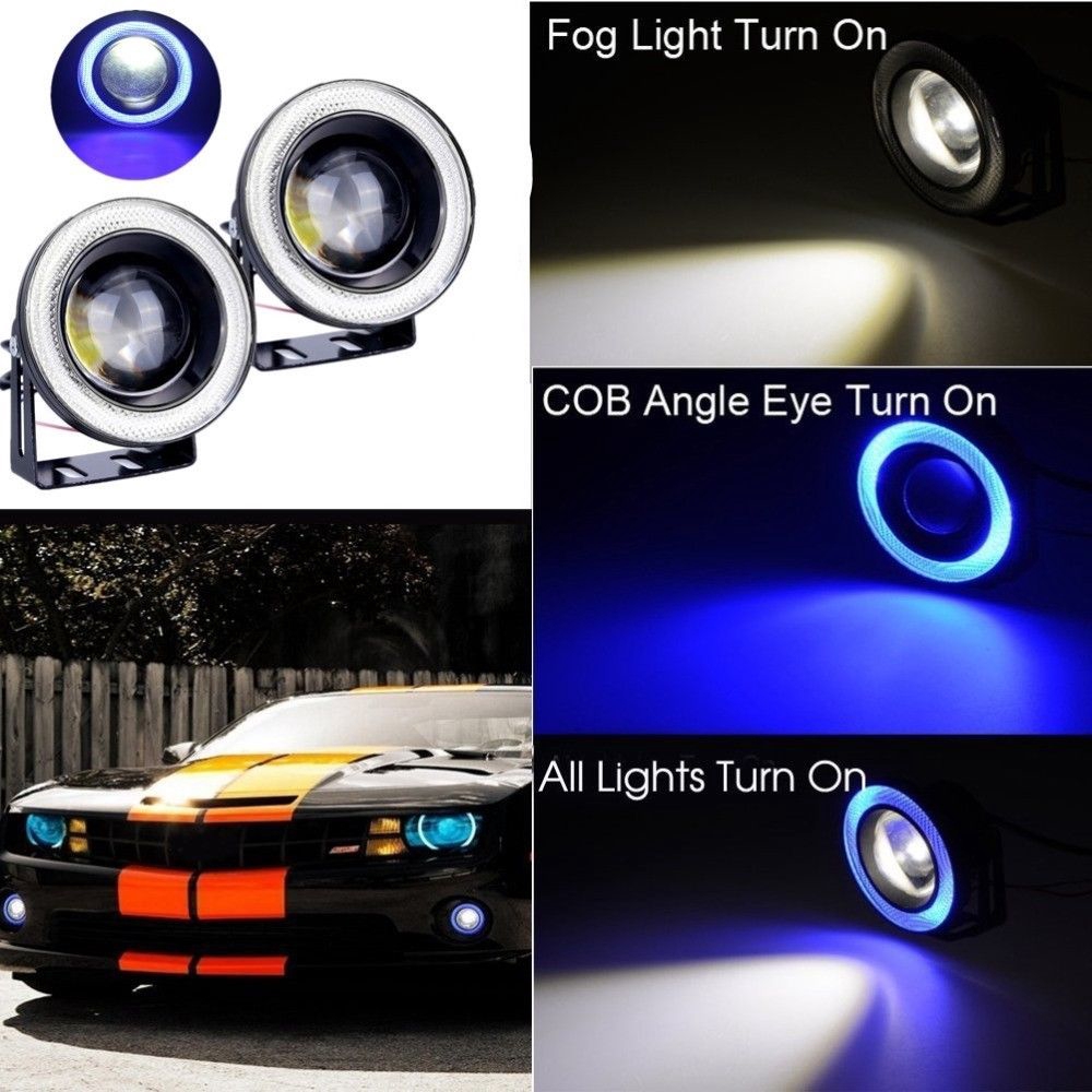 3 Inch Red LED Car SUV Halo Rings Angel Eyes Projector Fog Light Universal UK