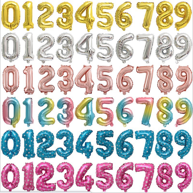 ?? ?Hot Selling? 16inch Number 0-9 Balloon Gold Silver Pink Party Decoration Nombor Aluminum Foil Balloon Party Belon