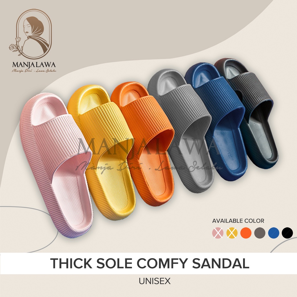 [READY STOCK] Thick Sole Comfy Sandal Slippers Men & Women Lady Unisex ...
