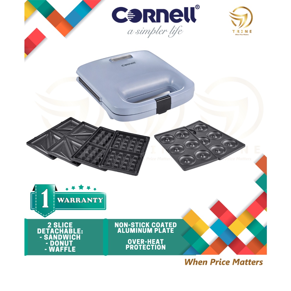 Trio Waffle Maker TWM-9017 TWM9017/ Cornell Blue Bae 3 in 1 Non Stick Snack Maker Donut Waffle CSM-E1105X CSME1105X