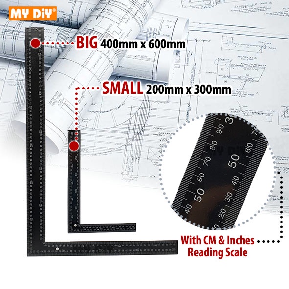 MYDIYHOMEDEPOT - Black Try Square Ruler Angle Ruler L Shape Ruler ...