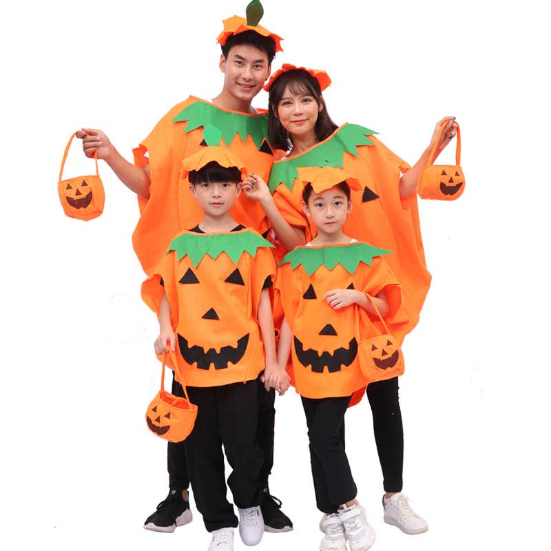 Halloween Gift Adult Kid Pumpkin Costume Clothing With Hat Set