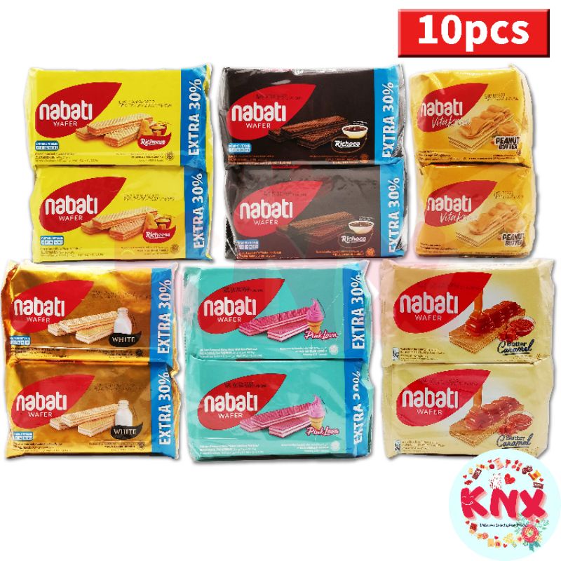 Nabati Wafer 45g/40g/37g Extra 30% x 10pcs (Richoco / Richeese / White / Peanut butter -no extra 30% / Pink Lava)