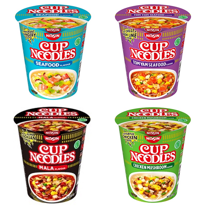 NISSIN CUP NOODLES SEAFOOD / MALA / CHICKEN MUSHROOM / TOM YAM SEAFOOD ...