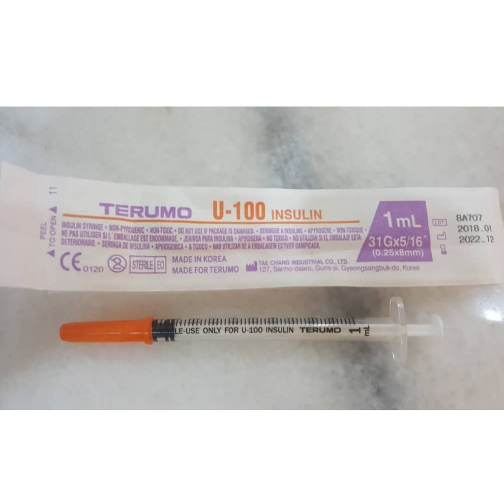Terumo U 100 Insulin Syringe With Non Detachable Needle 1ml Shopee Malaysia