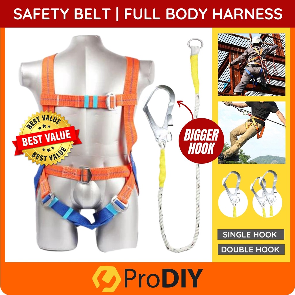 Safety Belt Full Body Harness Polyamide Lanyard Large Hook Tali
