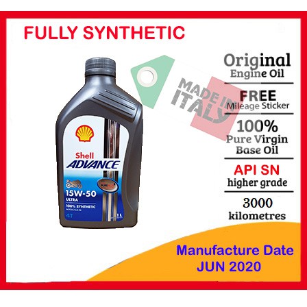 Shell Advance Ultra 15w 50 Fully Synthetic 1l 100 Original Italy Shopee Malaysia
