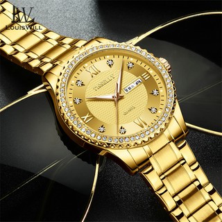LouisWill Classic Men Diamond Watches Luxury Gold Stainless Steel ...