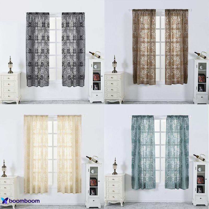 Peony Pattern Tulle Screens Sheer Voile Curtains Drape Panel