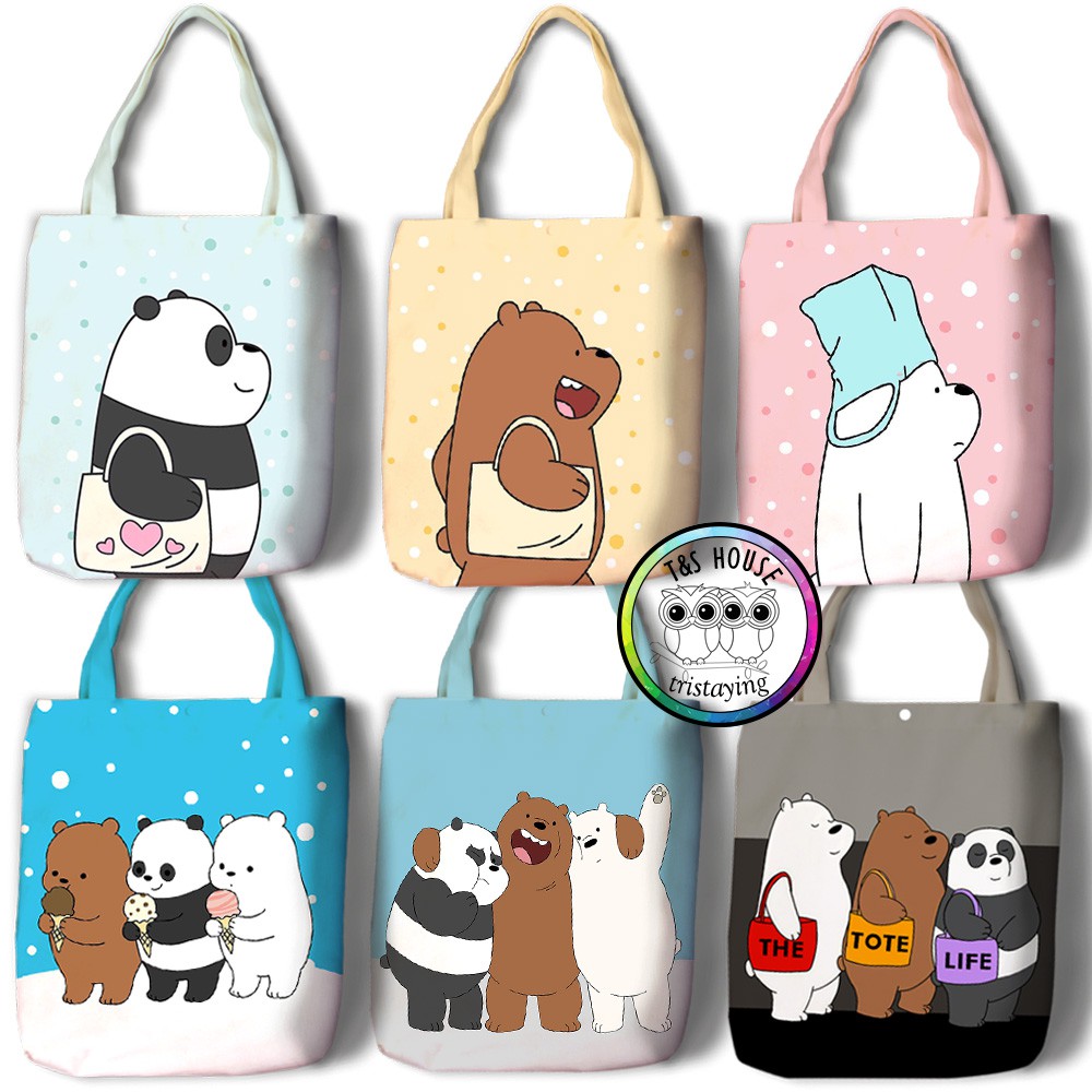 we bare bears tote bag