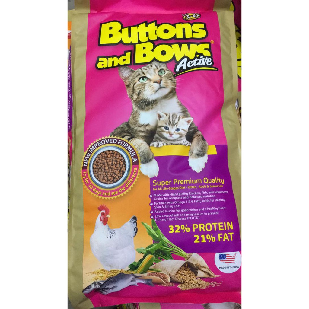 Buttons And Bows New Active Fomula Super Premium Dry Cat Food 8kg 