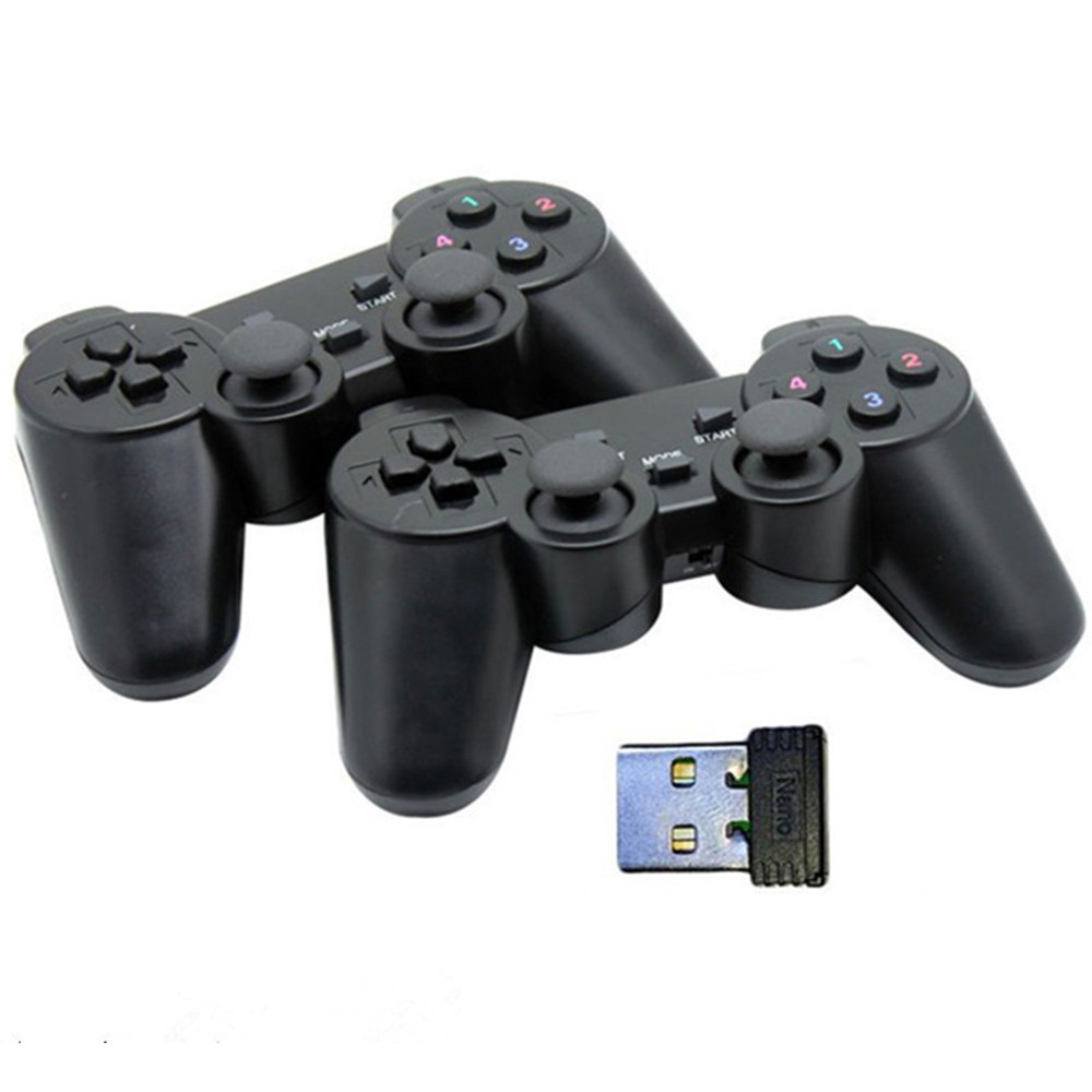 2 4g wireless computer game controller pc gamepad with dual vibration dual joystick for windows xp win 7 win 8 win 10 shopee malaysia