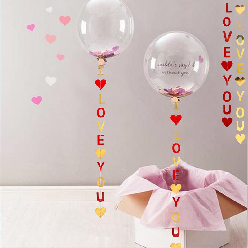 Shining I Love You Letters Wedding Room Pull Flowers Balloon