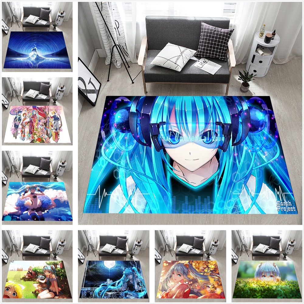 Customized Anime Hatsune Miku Carpet Living Room Bedroom Coffee Table Mat Children's Room Bedside Mat Life in Another World Cartoon Foot Mat cosplay 2