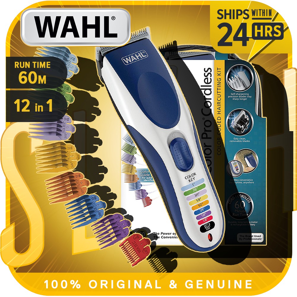 wahl color pro cordless rechargeable hair clipper trimmer model 9649