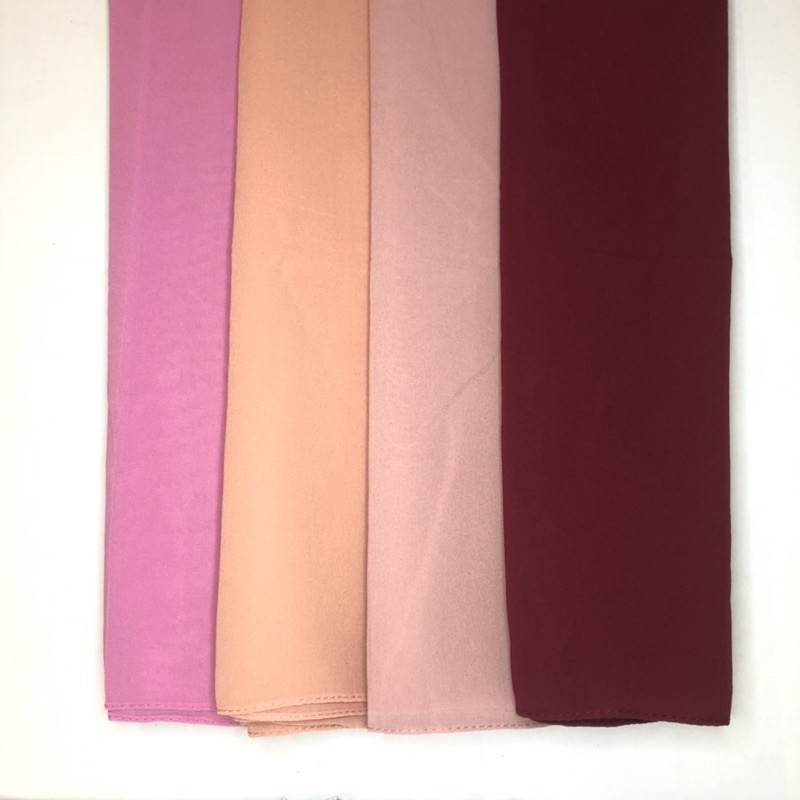 Stok Sedia Ada Sales Comfortable Cotton Shawl Heavy Chiffon Hijab Plain Colour High Quality Chiffon (Local Seller)