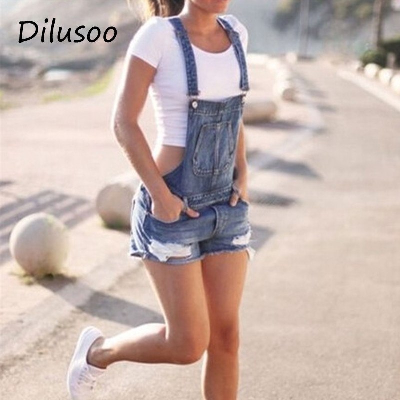Roskiky Women's Casual Bid Overalls Ripped Denim Playsuits Jeans Pocket  Rompers Jumpsuits Dark Blue Size S : : Fashion