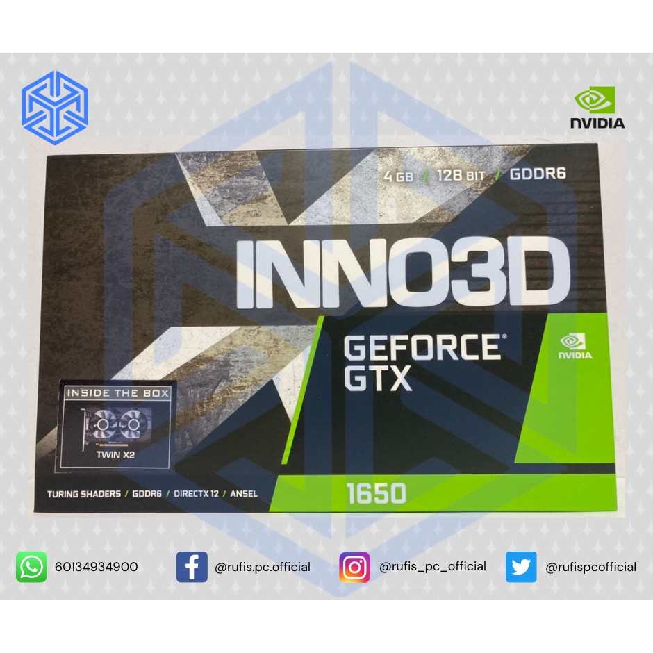 INNO3D GEFORCE GTX 1650 TWIN X2 OC 4GB GDDR6 | Shopee Malaysia