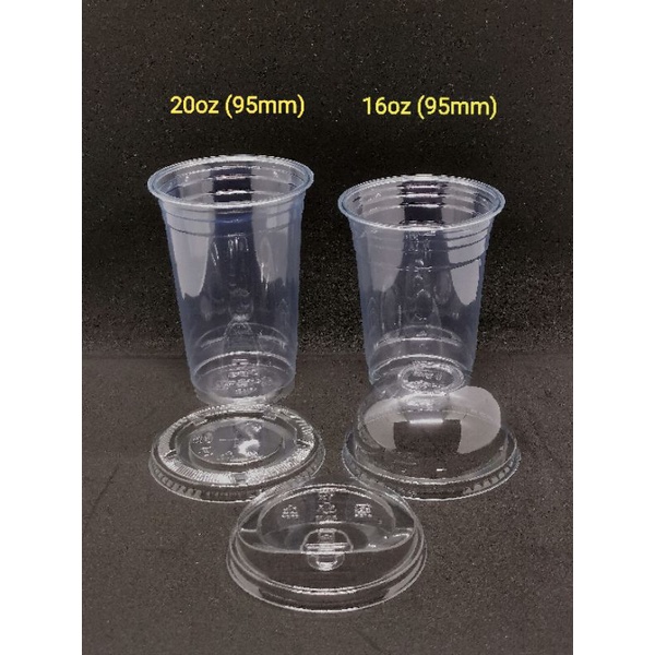 PET Cup 16oz / 20oz (95mm) / PP Cup (95mm) / Boba Milk Tea Cup / Dome