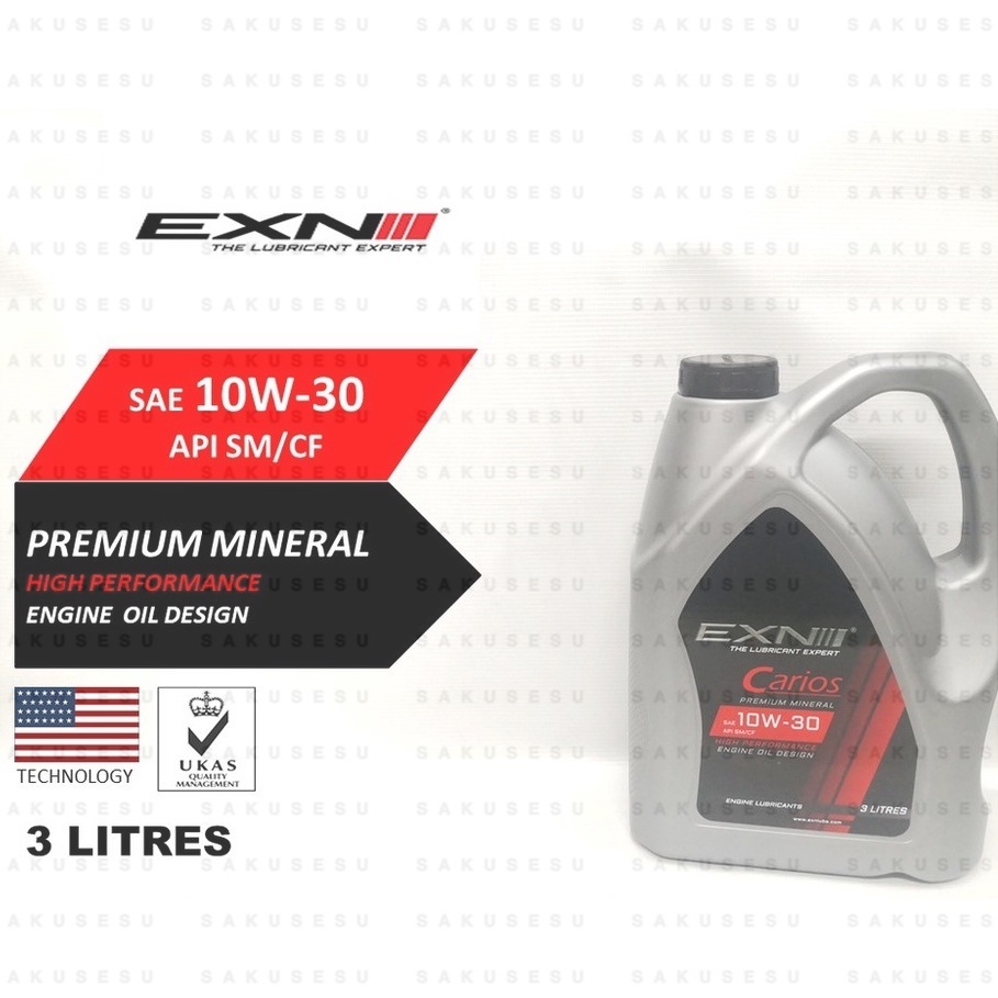 EXN Carios SAE 10W30 Premium Mineral Engine Oil (3Liter) Shopee