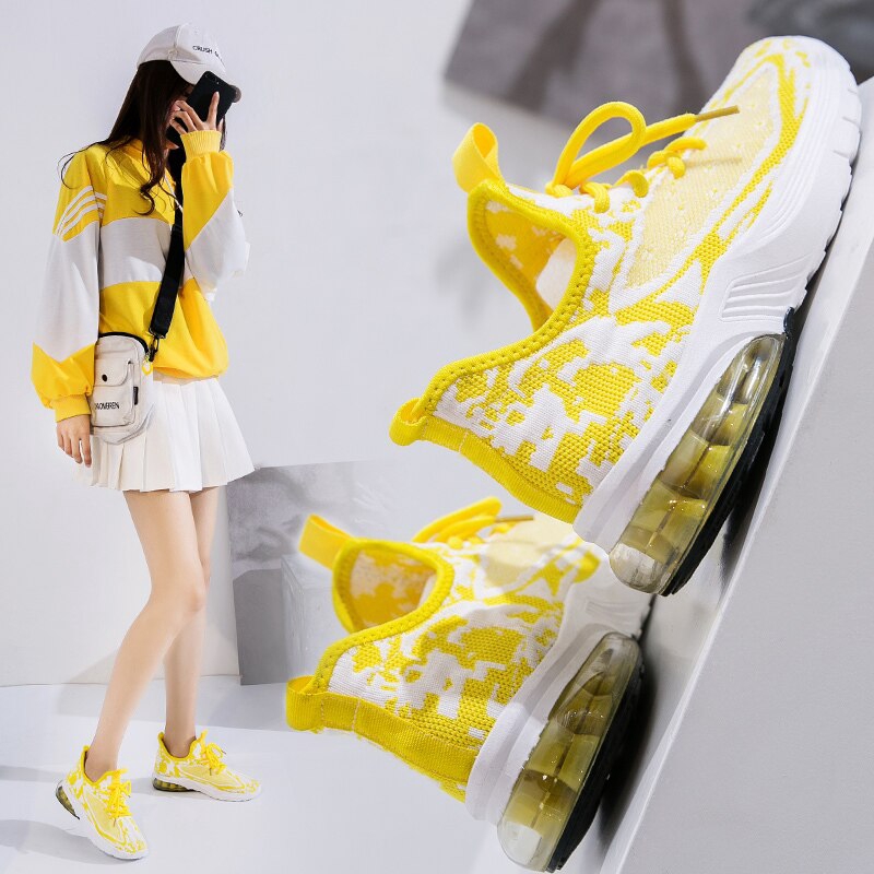 yellow female sneakers
