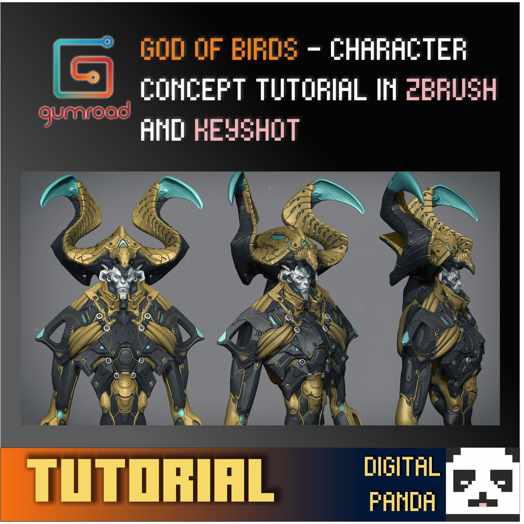 god of birds character concept tutorial in zbrush and keyshot